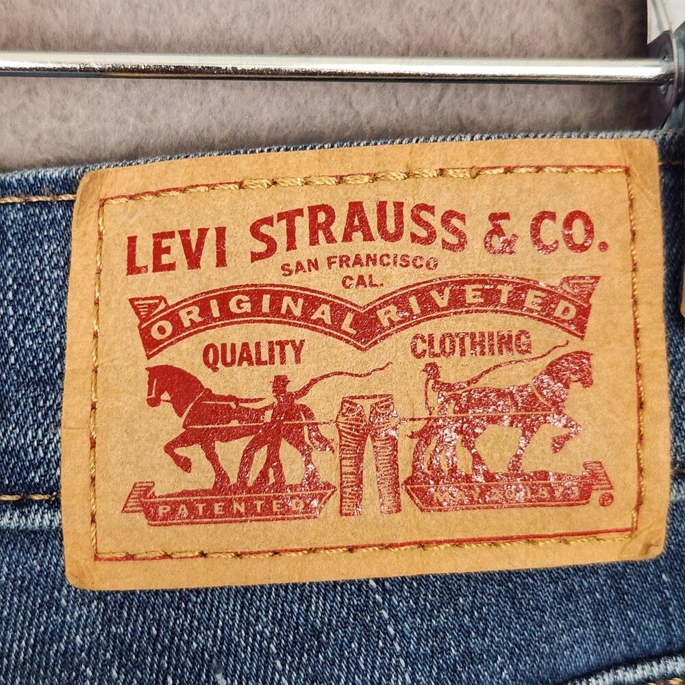 Levis Jeans Womens 29 Blue Mid Rise Straight Crop Stretch Denim Measure 33X25 - Picture 11 of 16